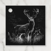 Étiquettes Cadeau Le cerf majestueux en pleine nature - Art noir et (Devant)