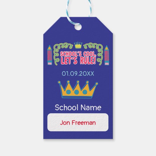 Étiquettes-cadeau "Le cool de l’école, règle" citations de motivatio (Devant)