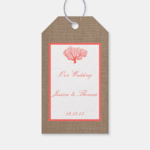 Étiquettes-cadeau Le Corail Sur Burlap Boho Beach Wedding Collection