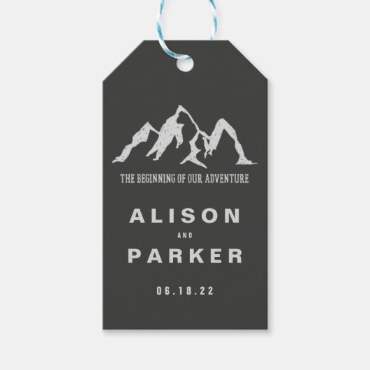 Étiquettes-cadeau le début de notre mariage d'aventure (Devant)