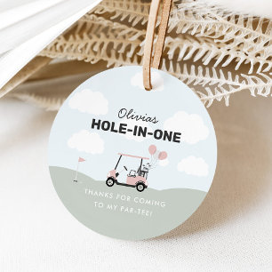 Étiquettes Cadeau Le golf rose Trou-en-un des filles 1er anniversair