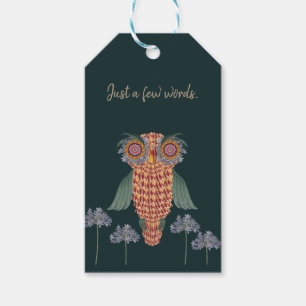 Étiquettes-cadeau Le hibou de la sagesse et des fleurs