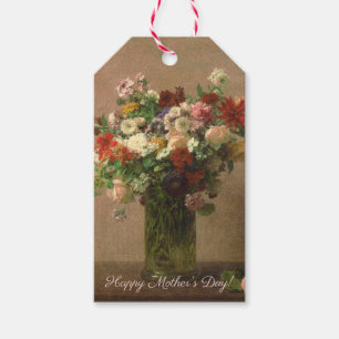 Étiquettes-cadeau Le jour de mère - beaux-arts français floraux du