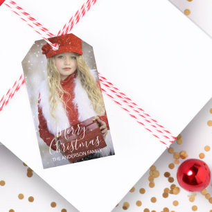 Étiquettes-cadeau Le Joyeux Noël personnalisé ajoutent votre PHO