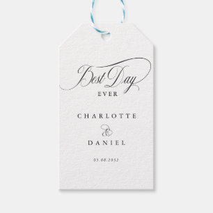 Étiquettes-cadeau LE MEILLEUR JOUR JAMAIS ! Élégant, Mariage blanc