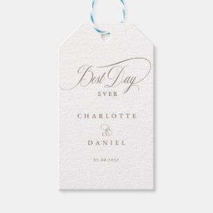 Étiquettes-cadeau LE MEILLEUR JOUR JAMAIS ! Élégant, Mariage blanc