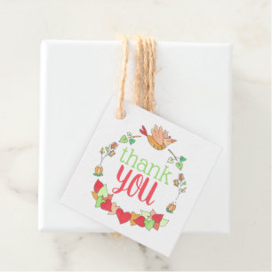 Étiquettes Cadeau Le Merci aux oiseaux mignon