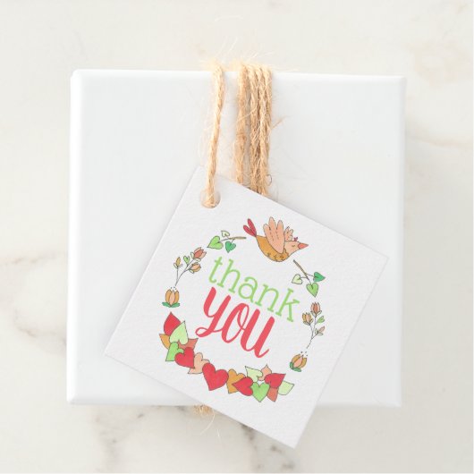 Étiquettes Cadeau Le Merci aux oiseaux mignon (En situation)