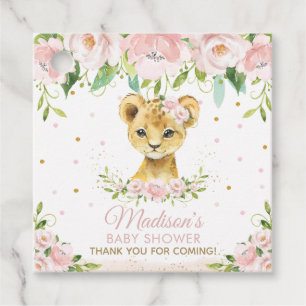 Étiquettes Cadeau Le Merci de Baby shower de Lion rose pâle est préf