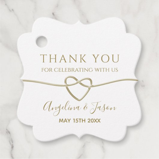 Étiquettes Cadeau Le Merci Mariage or élégant Favoriser (Devant)