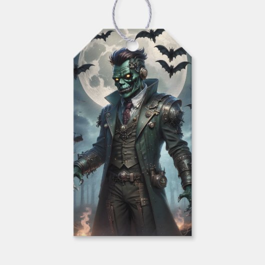 Étiquettes-cadeau Le monstre de Halloween Steampunk Frankenstein (Devant)