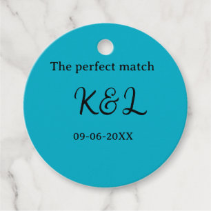 Étiquettes Cadeau Le nom du couple parfait lettre date bleu sim