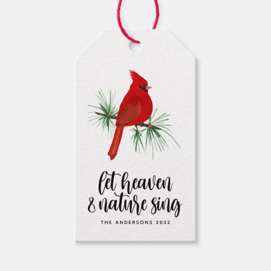 Étiquettes-cadeau Le paradis et la nature chantent Noël cardinal (Devant)