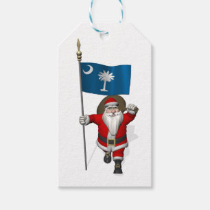 Étiquettes-cadeau Le père noël doux avec le drapeau de la Caroline