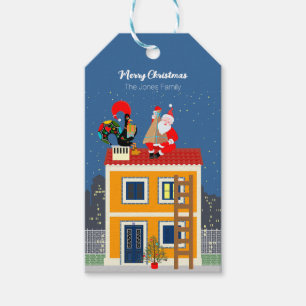 Étiquettes-cadeau Le Père Noël rencontre le Coq portugais