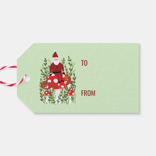 Étiquettes-cadeau Le Père Noël sur le champignon Elf de Noël (Dos Horizontal)