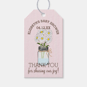 Étiquettes-cadeau Le pot de maçon sur le rose barre le Merci de bab