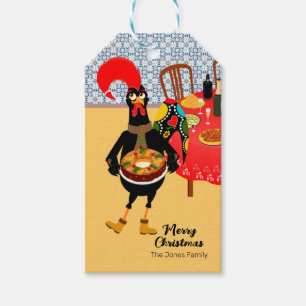 Étiquettes-cadeau Le Rooster Portugais aime le gâteau du roi