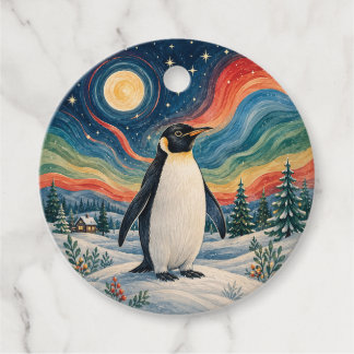 Étiquettes Cadeau Le solstice d'hiver du Manchot Céleste
