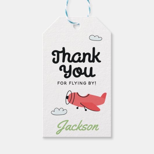 Étiquettes-cadeau Le temps vole Avion Hélicoptère Anniversaire Merci (Devant)