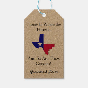 Étiquettes-cadeau Le Texas, la maison, c'est là où est le cœur