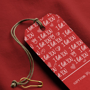 Étiquettes-cadeau Le thème de Valentine Rouge Blanc Je t'aime Motif