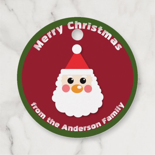 Étiquettes Cadeau Le visage du Père Noël en rouge Joyeux Noël (Dos)