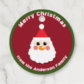 Étiquettes Cadeau Le visage du Père Noël en rouge Joyeux Noël (Devant)