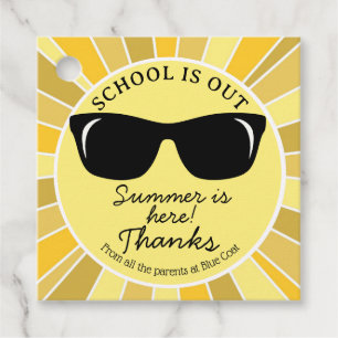 Étiquettes Cadeau L'école est finie Lunettes de soleil d'été Merci P