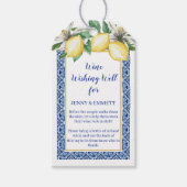 Étiquettes-cadeau Lemon Carrelage Bleu Vin Souhaitant Bien Mariage (Devant)