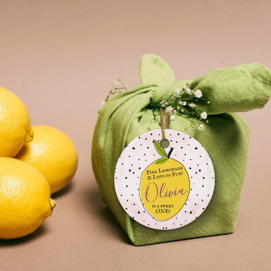 Étiquettes Cadeau Lemonade rose moderne 1er anniversaire