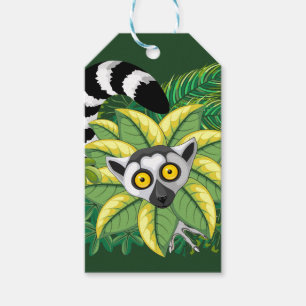 Étiquettes-cadeau Lémuriens de Madagascar dans une jungle exotique