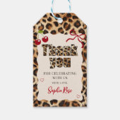 Étiquettes-cadeau Leopard Cheetah Cherry Birthday Gift Tags (Devant)