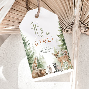 Étiquettes-cadeau Les animaux de bois C'est une fille Baby shower Me