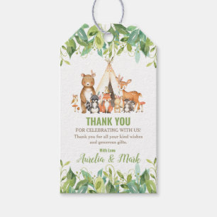 Étiquettes-cadeau Les animaux de forêt tribaux en Baby shower Favor