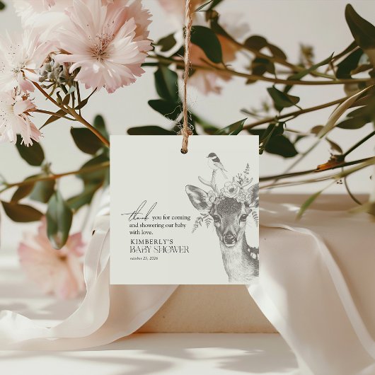 Étiquettes Cadeau Les animaux de la forêt ancienne Baby shower Merci