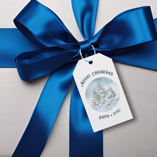 Étiquettes-cadeau Les animaux des bois Noël