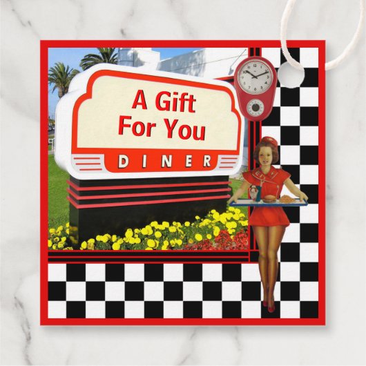 Étiquettes Cadeau les années 50 Retro Diner Merci (Dos)