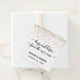 Étiquettes Cadeau Les baisers de M. & Mme Hearts Confetti