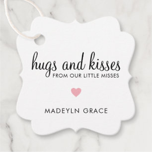 Étiquettes Cadeau Les câlins et les baisers Baby shower de fille au