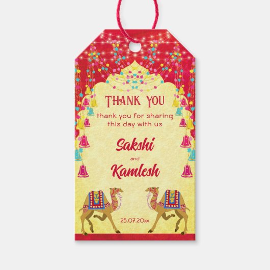 Étiquettes-cadeau Les chameaux du mariage indien Rajasthani en faveu (Devant)