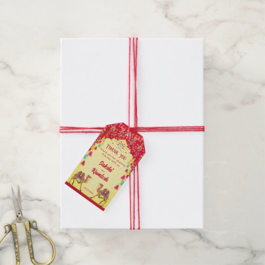 Étiquettes-cadeau Les chameaux du mariage indien Rajasthani en faveu (Avec de la ficelle)