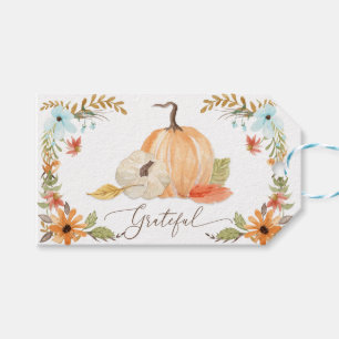 Étiquettes-cadeau Les Citrouilles de Thanksgiving Grateful Fall Flor