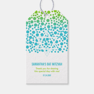 Étiquettes-cadeau Les confettis pointillent le bat mitzvah turquoise
