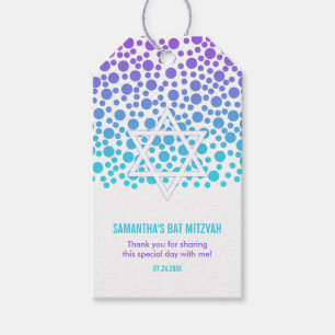 Étiquettes-cadeau Les confettis pointillent le bat mitzvah turquoise