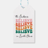 Étiquettes-cadeau Les couleurs rétro nous croyons au Père Noël (Devant)