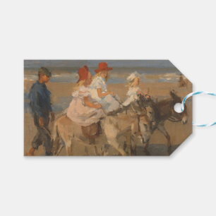 Étiquettes-cadeau Les filles équitation ânes sur la plage