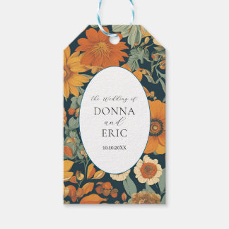 Étiquettes-cadeau Les fleurs du coucher de soleil : Mariage orange d