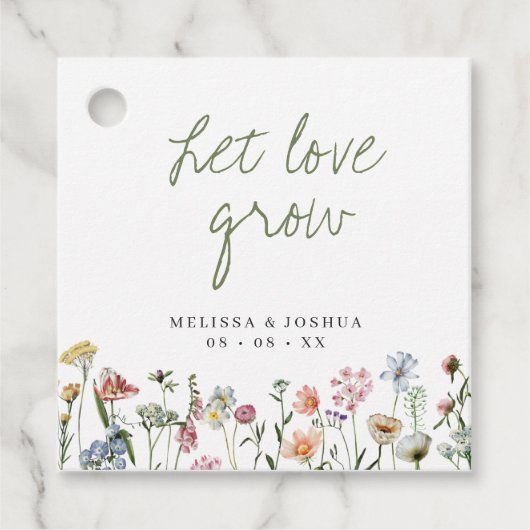 Étiquettes Cadeau Les Fleurs sauvages rustiques laissent l'amour pou (Devant)