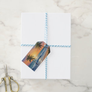 Étiquettes-cadeau Les palmiers face à la mer